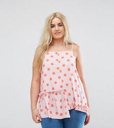 Топ с асимметричными оборками и принтом ASOS CURVE - Мульти