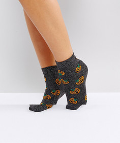 Короткие носки с блестками и тыквами ASOS HALLOWEEN - Черный