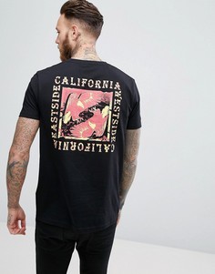 Свободная футболка с принтом на спине ASOS - Черный