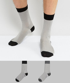 2 пары строгих носков с контрастным носком и пяткой ASOS - Мульти