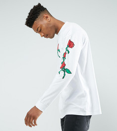 Оверсайз-лонгслив с принтом роз на груди и рукавах ASOS TALL - Белый