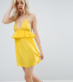 Пляжный сарафан с халтером и оборками ASOS PETITE - Желтый