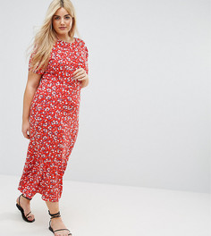 Чайное платье макси с цветочным принтом ASOS CURVE City - Мульти