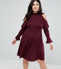 Свободное платье мини с оборкой ASOS CURVE - Фиолетовый