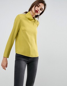 Топ с воротником-труба и подплечниками ASOS - Желтый