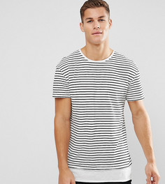 Удлиненная футболка в полоску с контрастным низом Jack & Jones Originals - Белый