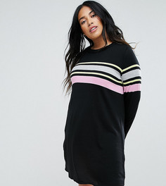 Свободное вязаное платье в полоску ASOS CURVE - Мульти