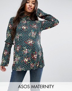 Топ с высоким воротом и цветочным принтом ASOS Maternity - Мульти
