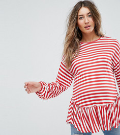 Свободный полосатый топ с пышными рукавами ASOS Maternity - Красный