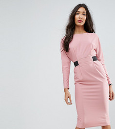 Платье миди с эластичной вставкой на талии ASOS TALL - Розовый