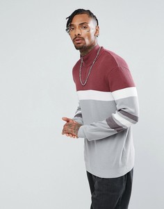 Красно-розовый джемпер в рубчик с полосками ASOS - Красный