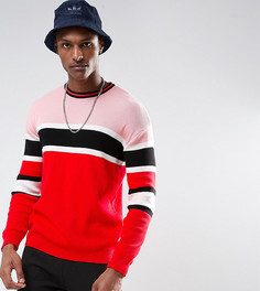 Джемпер в рубчик с красными и розовыми полосками ASOS TALL - Красный