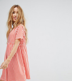 Свободное платье мини в клетку ASOS PETITE - Красный