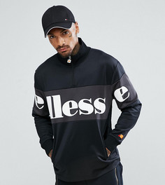 Черный свитшот на молнии 1/4 с большим лакированным логотипом Ellesse - Черный