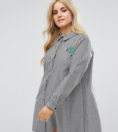 Платье-рубашка с брошью Boohoo Plus - Мульти