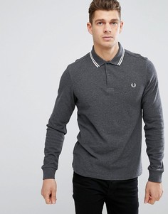 Темно-серое облегающее поло с длинным рукавом Fred Perry - Серый