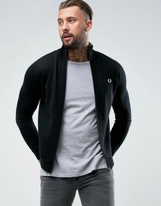 Черный джемпер на молнии из мериносовой шерсти Fred Perry - Черный