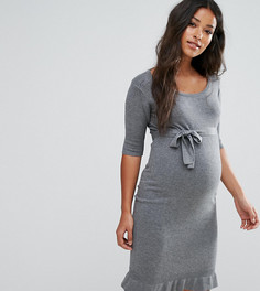 Вязаное платье со складками Mamalicious - Серый Mama.Licious
