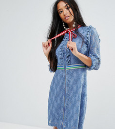 Кружевное платье мини с отделкой в спортивном стиле Sister Jane Petite - Синий