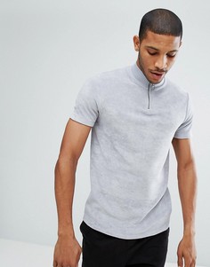 Махровая футболка на молнии ASOS - Синий