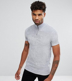 Махровая футболка на молнии ASOS TALL - Серый