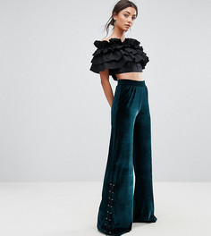 Бархатные широкие брюки ASOS TALL EXCLUSIVE - Зеленый