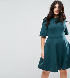 Короткое приталенное платье с рукавами-кимоно Closet London Plus - Синий