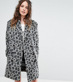 Строгое пальто с монохромным леопардовым принтом Glamorous Tall - Серый