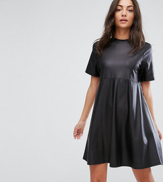 Полиуретановое платье-футболка мини ASOS TALL - Черный