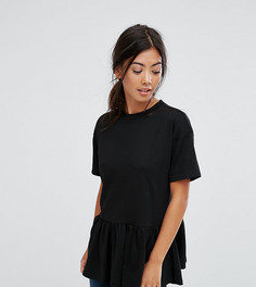 Повседневный топ с присборенной юбкой ASOS PETITE - Черный