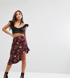 Асимметричная юбка с цветочным принтом Missguided - Красный