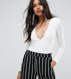 Боди с глубоким вырезом и подплечниками Missguided - Белый