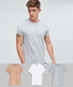 3 футболки с закатанными рукавами ASOS - СКИДКА - Мульти