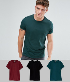 3 футболки с закатанными рукавами ASOS - СКИДКА - Мульти