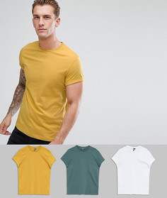 3 футболки с закатанными рукавами ASOS - СКИДКА - Мульти