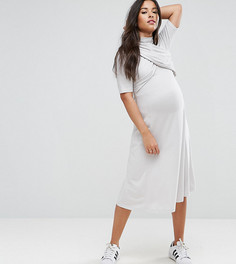 Короткое приталенное платье с короткими рукавами ASOS Maternity - Серый