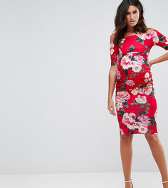 Платье с открытыми плечами и цветочным принтом ASOS Maternity - Мульти
