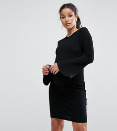 Облегающее платье мини в рубчик с рукавами клеш ASOS Maternity - Черный