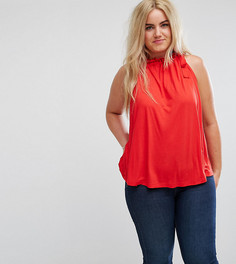Свободный топ с присборенным воротом ASOS CURVE - Красный