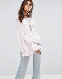 Футболка с принтом No Crying In Baseball и длинным рукавом Free People - Розовый