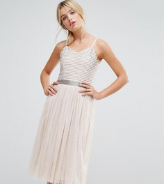 Декорированное платье миди с юбкой из тюля Amelia Rose - Коричневый