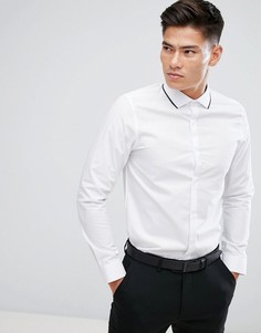 Строгая рубашка узкого кроя с отделкой Burton Menswear - Белый