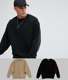 Набор из 2 свободных свитшотов (бежевый/черный) ASOS - СКИДКА - Мульти