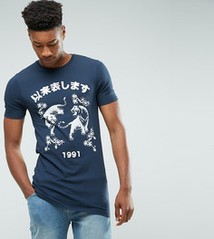 Удлиненная обтягивающая футболка с принтом ASOS TALL - Темно-синий