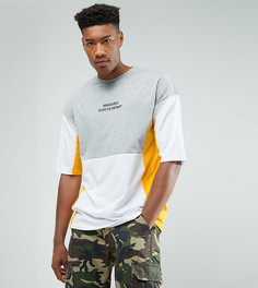 Футболка оверсайз с вышивкой и контрастными вставками ASOS TALL - Серый