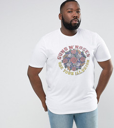 Длинная футболка Guns N Roses ASOS PLUS - Белый