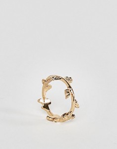 Кольцо на мизинец с листком ASOS - Золотой