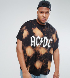 Оверсайз-футболка с надписью ACDC и выбеленным принтом ASOS PLUS - Черный