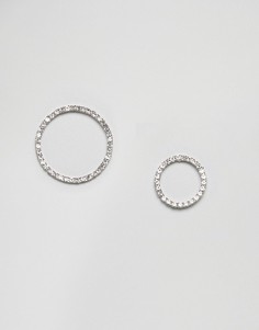 Непарные серьги-гвоздики в форме колец ASOS - Серебряный