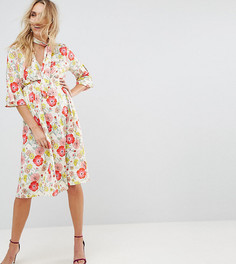 Приталенное платье с цветочным принтом и лентой на шее ASOS MATERNITY - Мульти